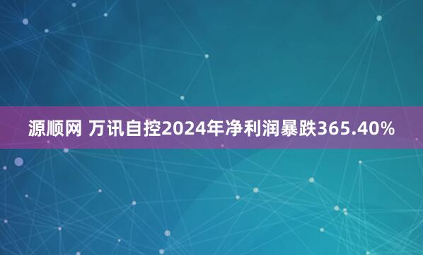 源顺网 万讯自控2024年净利润暴跌365.40%